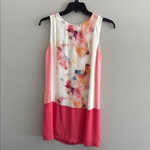 Floral Sleeveless Swing Dress in Pink and White